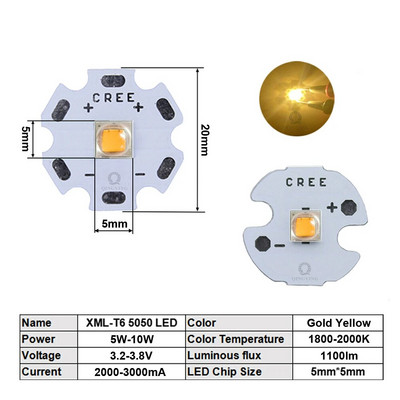 Didelio galingumo LED lustas 5W-10W cree XML T6 XML2 XM-L2 5050 16mm 20mm 3V 3.6V diodai žibintuvėlio dviračio automobilio priedams priekinė lempa