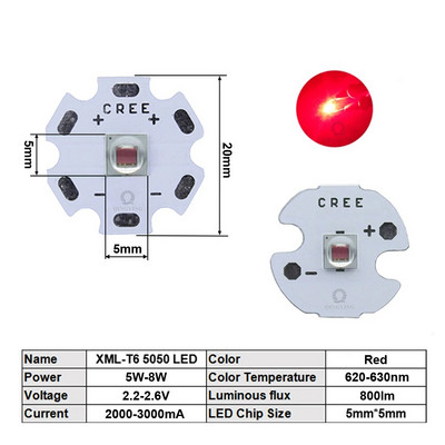 Didelio galingumo LED lustas 5W-10W cree XML T6 XML2 XM-L2 5050 16mm 20mm 3V 3.6V diodai žibintuvėlio dviračio automobilio priedams priekinė lempa