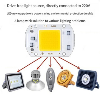 LED COB Beads 50 W Φωτισμός AC 220V 240V IP65 Intelligent IC Without Driver DIY Flood Light Spotlight Outdoor Chip Light