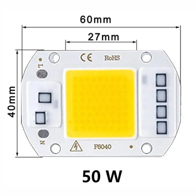 LED COB lempos karoliukai 50 W apšvietimas kintamosios srovės 220 V 240 V IP65 išmanusis IC be tvarkyklės „Pasidaryk pats“ prožektorius lauko mikroschema