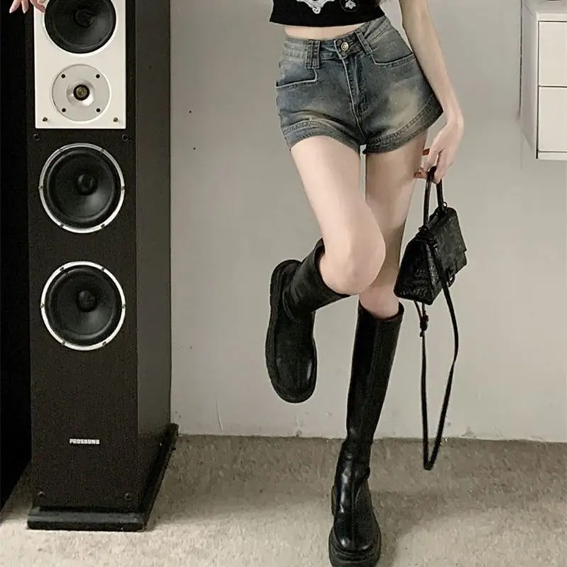 Nerimą keliantys šortai Moteriški Seksualūs Vasariniai Džinsiniai Mėlyni Gatvės Apranga Amerikietiško stiliaus Vintažinis Laisvalaikis Hotsweet College Mada Y2k Harajuku