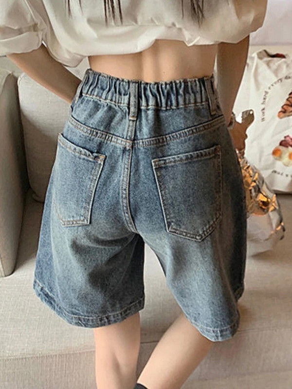 Farmer S-4XL rövidnadrág Női Kék Laza Vintage magas derekú nyári menő utcai ruházat Divat Diákok Esztétikus Napi Minden meccs Ulzzang
