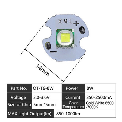 LED karoliukai 3W 5W 10W 18W šviesa 3V 6V XPE 5050 XML2 XHP50 T6 šaltai balta lempa "pasidaryk pats" žibintuvėliui, automobilio apšvietimui