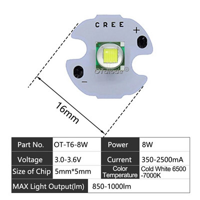 LED karoliukai 3W 5W 10W 18W šviesa 3V 6V XPE 5050 XML2 XHP50 T6 šaltai balta lempa "pasidaryk pats" žibintuvėliui, automobilio apšvietimui