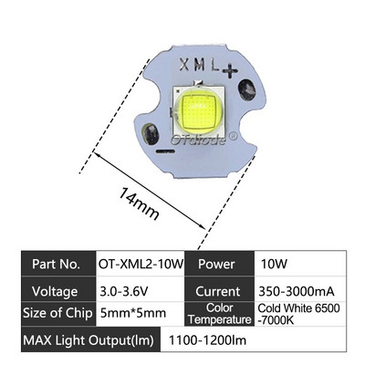 LED karoliukai 3W 5W 10W 18W šviesa 3V 6V XPE 5050 XML2 XHP50 T6 šaltai balta lempa "pasidaryk pats" žibintuvėliui, automobilio apšvietimui