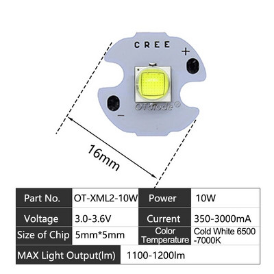 LED karoliukai 3W 5W 10W 18W šviesa 3V 6V XPE 5050 XML2 XHP50 T6 šaltai balta lempa "pasidaryk pats" žibintuvėliui, automobilio apšvietimui