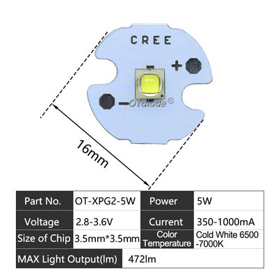 LED karoliukai 3W 5W 10W 18W šviesa 3V 6V XPE 5050 XML2 XHP50 T6 šaltai balta lempa "pasidaryk pats" žibintuvėliui, automobilio apšvietimui
