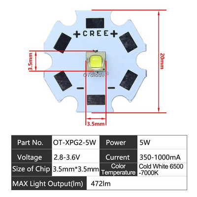 LED karoliukai 3W 5W 10W 18W šviesa 3V 6V XPE 5050 XML2 XHP50 T6 šaltai balta lempa "pasidaryk pats" žibintuvėliui, automobilio apšvietimui