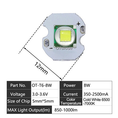 LED karoliukai 3W 5W 10W 18W šviesa 3V 6V XPE 5050 XML2 XHP50 T6 šaltai balta lempa "pasidaryk pats" žibintuvėliui, automobilio apšvietimui