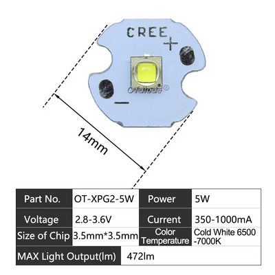 LED karoliukai 3W 5W 10W 18W šviesa 3V 6V XPE 5050 XML2 XHP50 T6 šaltai balta lempa "pasidaryk pats" žibintuvėliui, automobilio apšvietimui
