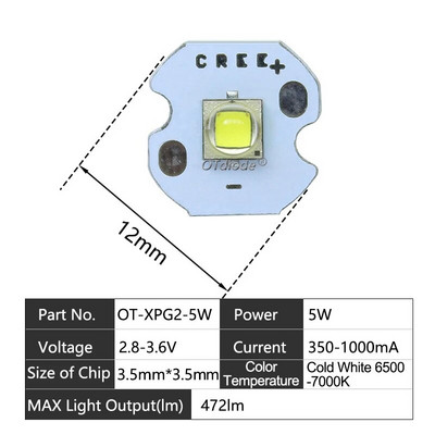 LED karoliukai 3W 5W 10W 18W šviesa 3V 6V XPE 5050 XML2 XHP50 T6 šaltai balta lempa "pasidaryk pats" žibintuvėliui, automobilio apšvietimui