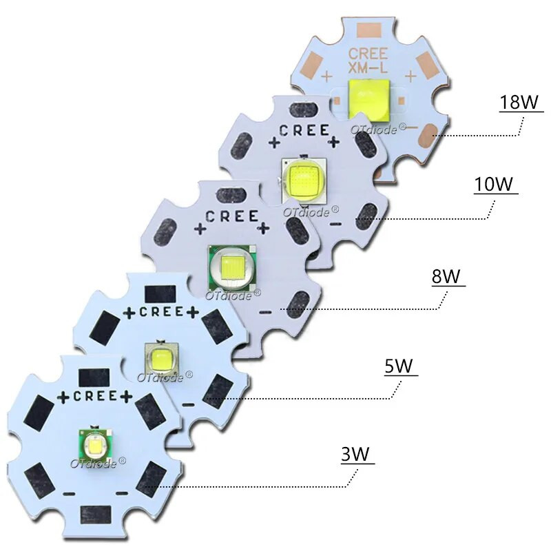 LED karoliukai 3W 5W 10W 18W šviesa 3V 6V XPE 5050 XML2 XHP50 T6 šaltai balta lempa "pasidaryk pats" žibintuvėliui, automobilio apšvietimui