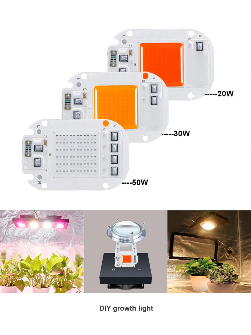AC COB modul bez drajvera 220V 20W 30W Flip DOB 50w Led čip lampa Perle za reflektore Reflektor Raste biljke Grow Light Šator