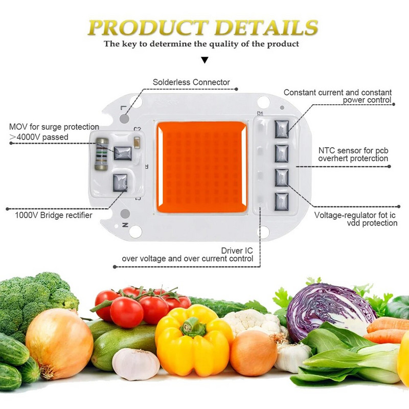 AC COB modul bez drajvera 220V 20W 30W Flip DOB 50w Led čip lampa Perle za reflektore Reflektor Raste biljke Grow Light Šator