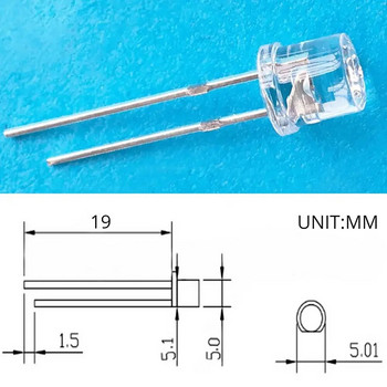 100pc Min F5 5mm Επίπεδη κορυφή Λευκό Κόκκινο Ροζ Κίτρινο Μπλε Ευρυγώνια Δίοδος Φωτός Νερό Clear LED Bead Ultra Bright Bulb Emitting Lamp