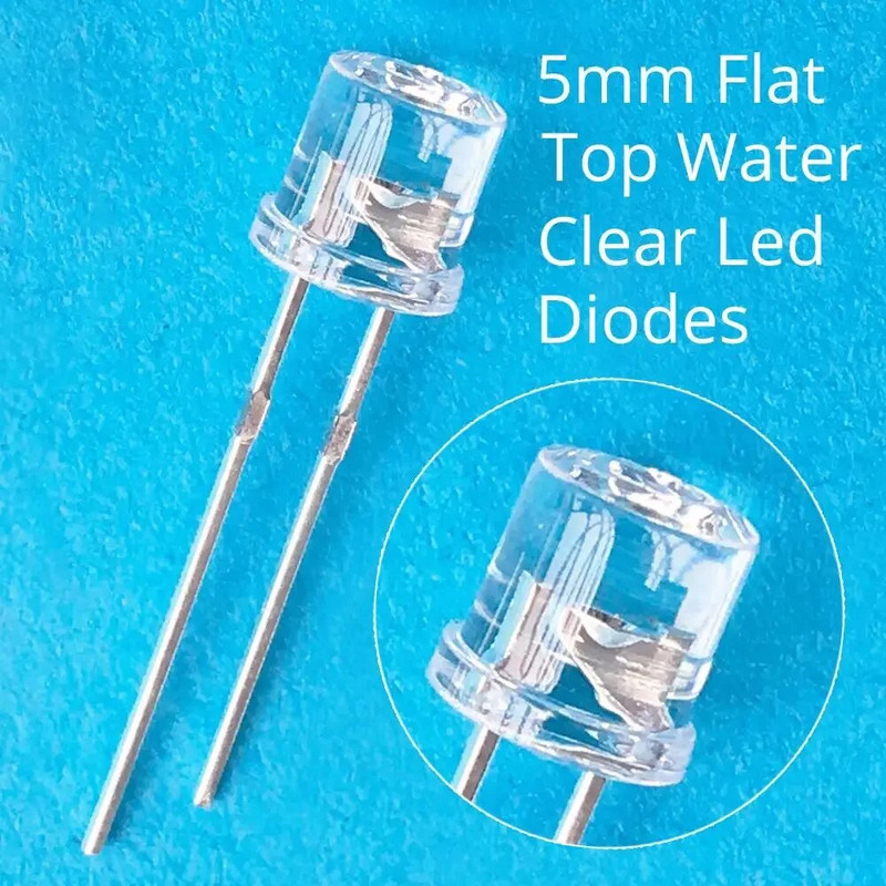 100 buc Min F5 5 mm Flat Top Alb Roșu Roz Galben Albastru Diodă de lumină cu unghi larg Apă Clear LED Bead Ultra Bright Bec Emitting Lamp