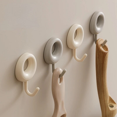 4PCS Self Adhesive Wall Hook Strong Without Drilling Coat Bag Bathroom Door Kitchen Towel Hanger Hooks Home Storage Accessories
