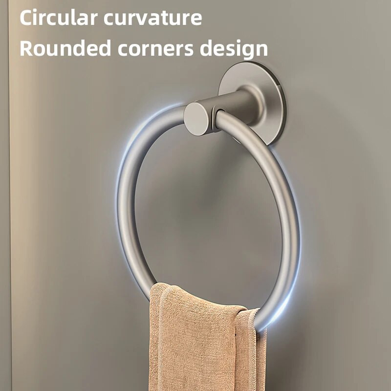 Kupaonski držač ručnika Svemirski aluminijski zidni nosač Samoljepljivi Okrugli prsten za ručnike za jednostavnu ugradnju FR1054