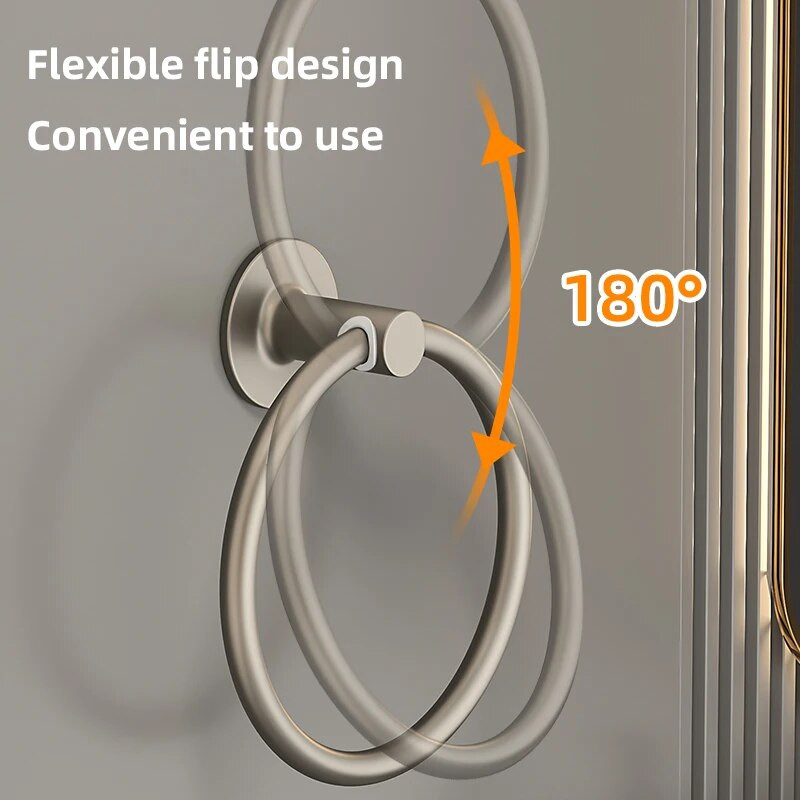 Kupaonski držač ručnika Svemirski aluminijski zidni nosač Samoljepljivi Okrugli prsten za ručnike za jednostavnu ugradnju FR1054