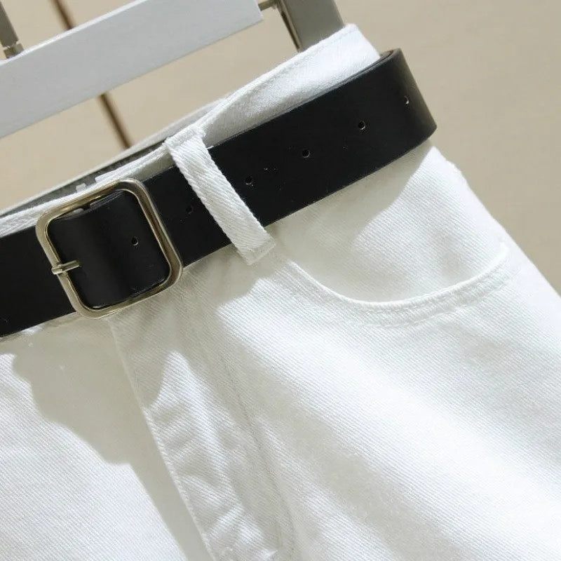 Moteriški šortai aukštu juosmeniu, džinsiniai sulenkimai Klasikiniai retro Populiarūs Harajuku Vasarą Moteriški plačiomis kojomis trumpi Laisvalaikis Gatvės Stilius Nauja