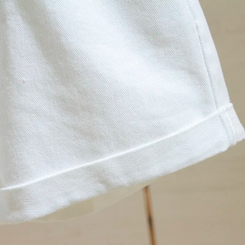 Moteriški šortai aukštu juosmeniu, džinsiniai sulenkimai Klasikiniai retro Populiarūs Harajuku Vasarą Moteriški plačiomis kojomis trumpi Laisvalaikis Gatvės Stilius Nauja