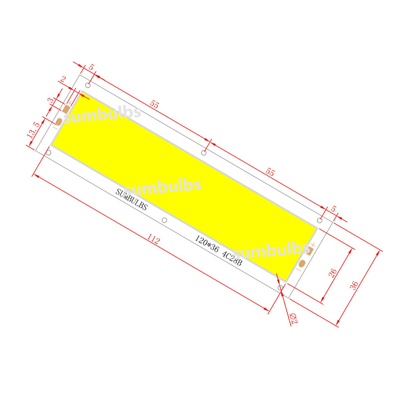 SUMBULBS 16W 1600LM COB LED szalag 120x36mm DC 12V bemenet barkácsolás autólámpákhoz munkalámpák otthoni izzók bár COB chipek