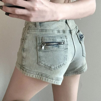 Plyšę džinsiniai šortai Moteriški Liekni Seksualūs Vintažiniai žemu juosmeniu Kasdieniai Šaunūs Gatvės Apranga Estetiški Moteriški Drabužiai Visiems tinka Paprasti