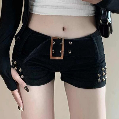 Plyšę džinsiniai šortai Moteriški Liekni Seksualūs Vintažiniai žemu juosmeniu Kasdieniai Šaunūs Gatvės Apranga Estetiški Moteriški Drabužiai Visiems tinka Paprasti