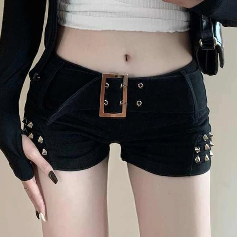 Plyšę džinsiniai šortai Moteriški Liekni Seksualūs Vintažiniai žemu juosmeniu Kasdieniai Šaunūs Gatvės Apranga Estetiški Moteriški Drabužiai Visiems tinka Paprasti