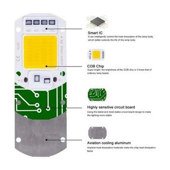 10W 20W 30W 50W LED COB лампа Bead AC 220V 240V IP65 Smart IC Без нужда от драйвер Направи си сам прожектор Led крушка Прожектор Външна чип лампа