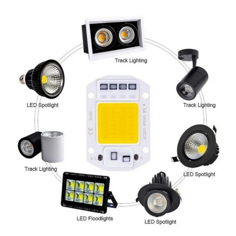10W 20W 30W 50W LED COB lampa Bead AC 220V 240V IP65 Smart IC Nema potrebe za upravljačkim programom DIY reflektor Led žarulja Reflektor Vanjska čip lampa