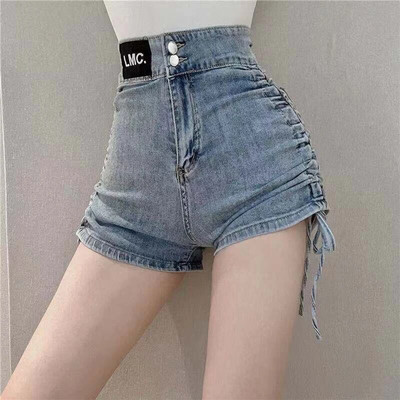 Női farmer rövidnadrág Biker Skinny Blue mini szexi rövid nadrág női csizmával szűk, magas derekú farmernadrág ingyenes kiszállítással