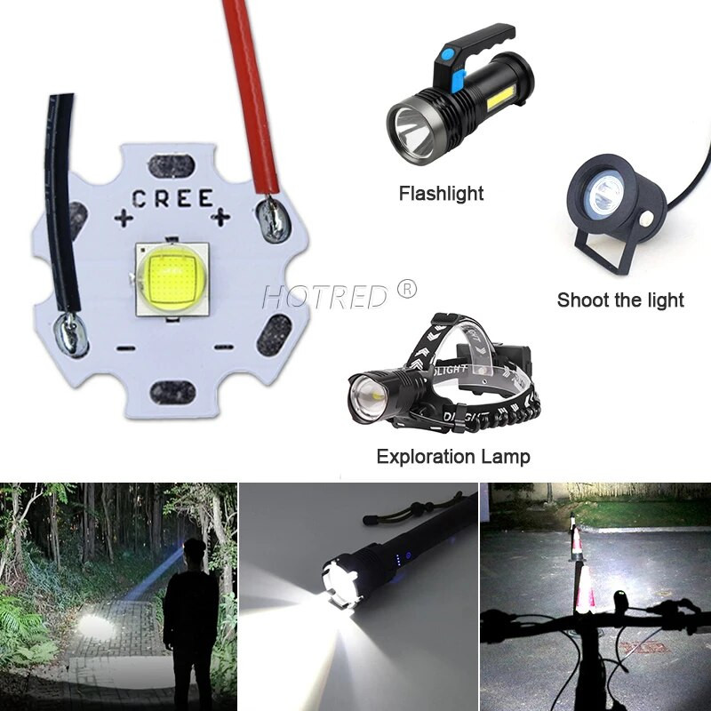 LED 10W nagy teljesítményű XML T6 XML2 XM-L2 5050 gyöngy diódák 3V 3,7V kábel vezetékkel zseblámpákhoz Alkatrészek Kerékpár Autótartozékok Fej