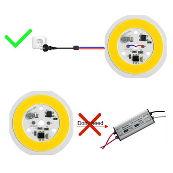 DOB LED чип Няма нужда от драйвер COB AC 220V 9W 12W 15W Висока яркост Енергоспестяващ за DIY Spotlight Flood Light крушка чипове