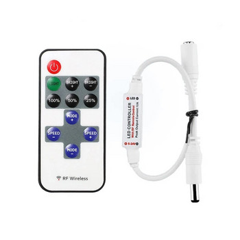 Mini 11 Keys RF Wireless Led Remote Controller Led Dimmer Controller για μονόχρωμη φωτεινή ταινία DC5-24V SMD5050/3528/5730/3014