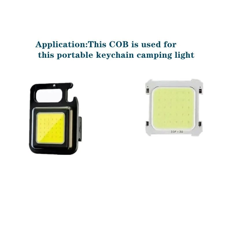 LED COB CHIP USB nešiojamam mini raktų pakabukui turistiniam kišeniniam žibintuvėliui lauko DC 2.8-3.2V max 5-15W 500-1500lm 10vnt.