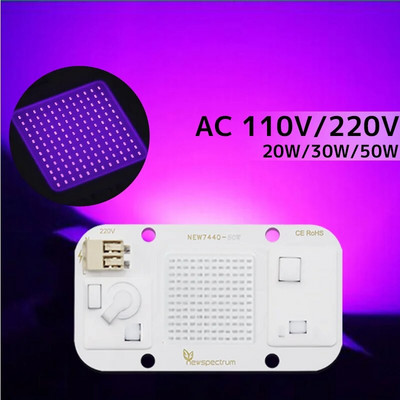 Driverless LED UV COB dióda 50w AC 110V lámpachip 395nm ultraibolya hatású, germicid fekete fényű LED chip 220V COB modulhoz