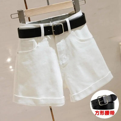 Pantaloni scurți din denim ocazional cu talie înaltă, care se potrivesc cu totul, vară, uni, largi, pentru tineret, cu picior lat, pantaloni caldi în linie A, haine coreeane pentru femei