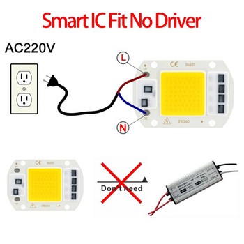LED чип 20W 30W 50W AC 220V Smart IC No Need Driver COB чип светлина Направи си сам Lampada прожектор прожектор COB LED лампа Bead lighting
