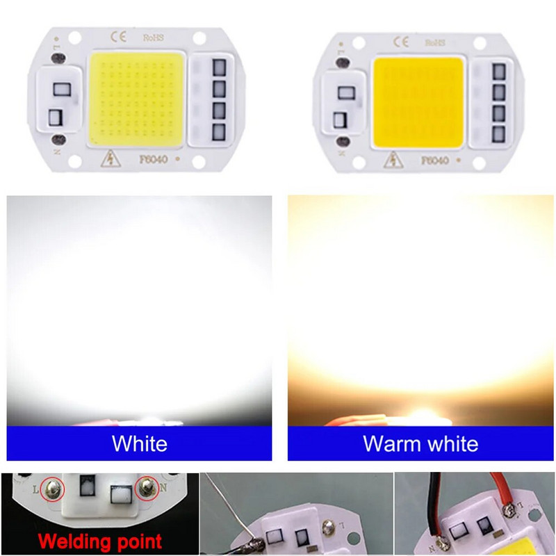 LED Chip 20W 30W 50W AC 220V Smart IC Nincs szükség illesztőprogramra COB chip lámpa DIY Lampada reflektor spotlámpa COB LED lámpa gyöngy világítás