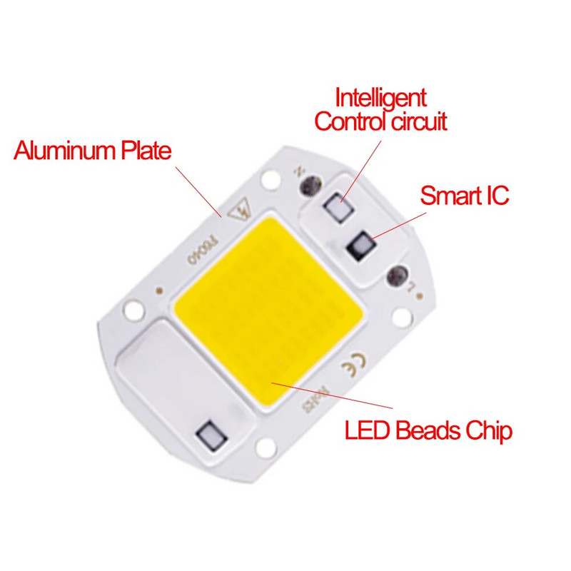 LED Chip 20W 30W 50W AC 220V Smart IC Nincs szükség illesztőprogramra COB chip lámpa DIY Lampada reflektor spotlámpa COB LED lámpa gyöngy világítás