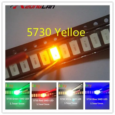 100 vnt = 5 spalvos x 20 vnt 5050 5730 3014 1210 2835 3528 1206 0805 0603 0402 SMD LED diodų rinkinys Raudona / žalia / mėlyna / balta / geltona