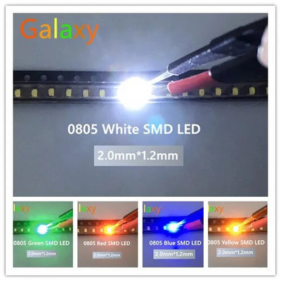 100 vnt = 5 spalvos x 20 vnt 5050 5730 3014 1210 2835 3528 1206 0805 0603 0402 SMD LED diodų rinkinys Raudona / žalia / mėlyna / balta / geltona