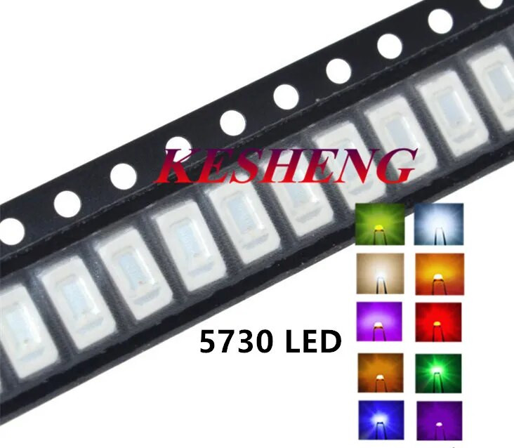100 vnt = 5 spalvos x 20 vnt 5050 5730 3014 1210 2835 3528 1206 0805 0603 0402 SMD LED diodų rinkinys Raudona / žalia / mėlyna / balta / geltona
