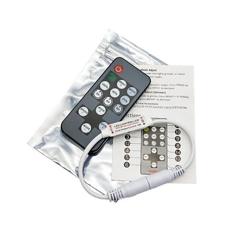 MINI 3/9/11/14Keys RF belaidis nuotolinis šviesos diodo šviesos diodo valdiklis, skirtas 2835 3014 5050 5730 vienspalvis CCT RGB juostinis šviestuvas DC5-24V