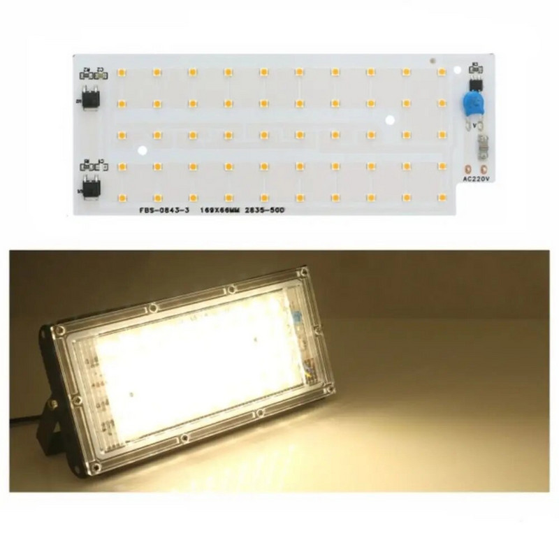 AC 220V 50W LED chip Floodlight SMD 2835 Smart LED lámpagyöngyhöz kültéri világítás chip LED utcai lámpa spotlámpa világító gyöngyhöz