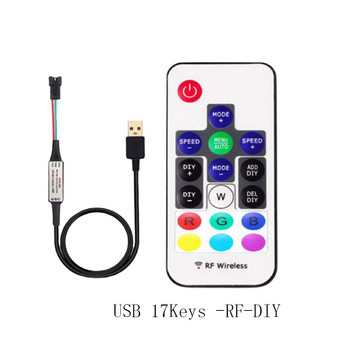 WS2812B WS2811 LED Pixel Strip Light Controller USB/DC 3Keys RF 14/17/21 Keys with Remote Controller DC5-24V