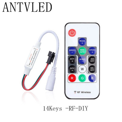 WS2812B WS2811 LED pikselių juostos šviesos valdiklis USB/DC 3 klavišai RF 14/17/21 klavišai su nuotolinio valdymo pulteliu DC5-24V