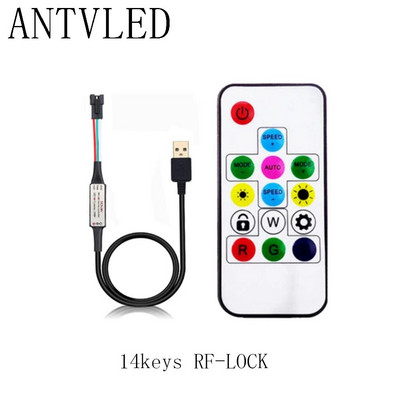 WS2812B WS2811 LED pikselių juostos šviesos valdiklis USB/DC 3 klavišai RF 14/17/21 klavišai su nuotolinio valdymo pulteliu DC5-24V