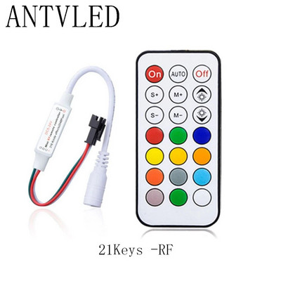 WS2812B WS2811 LED pikselių juostos šviesos valdiklis USB/DC 3 klavišai RF 14/17/21 klavišai su nuotolinio valdymo pulteliu DC5-24V